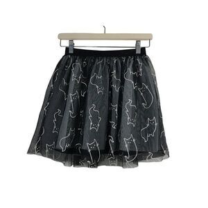 Cat & Jack Black Cat Print Tulle Skirt Size Large (10-12)
